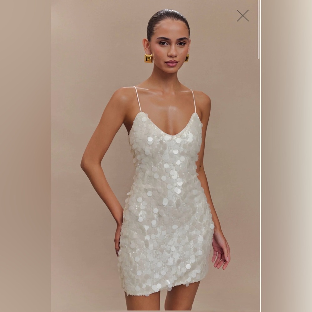 Meshki Ivory Sequin Mini Dress